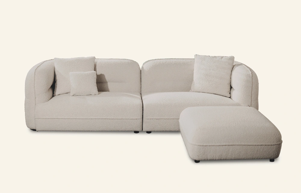 Costa White L Shaped Sectional Sofa Living Room M079 1