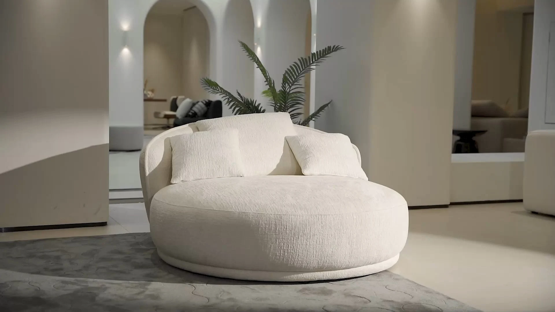 Piena Round Love Seat Sofa White M206 1