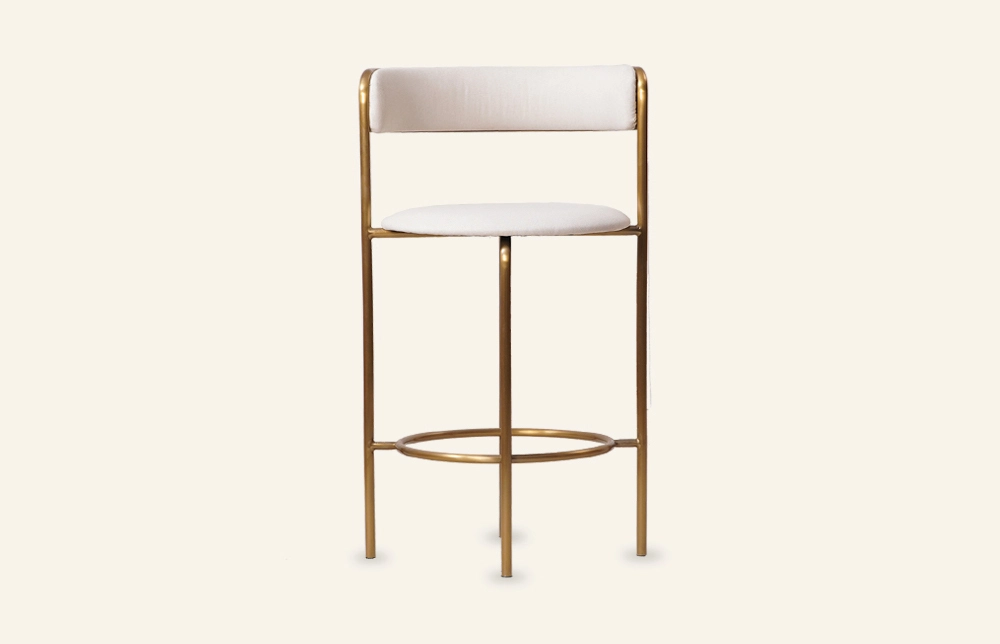 Minimalist White Upholstered Metal Counter Bar Stool with Backs Y03 1