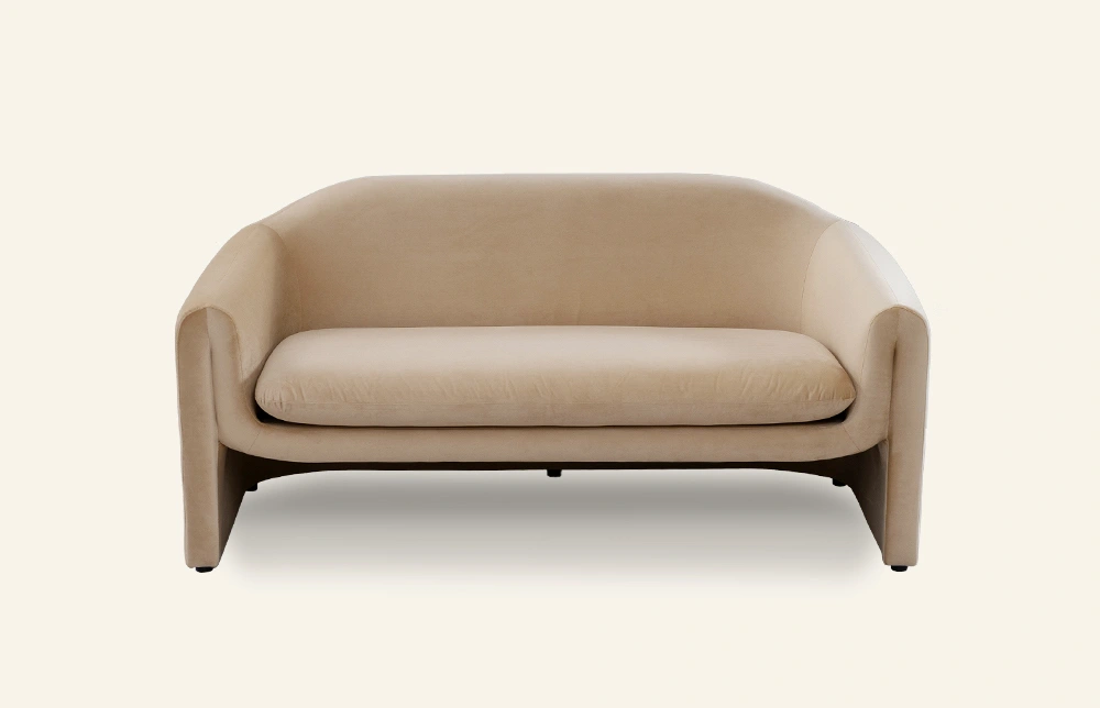 Aura Minimalistisk Gul Klädd Loveseat Soffa M217 1