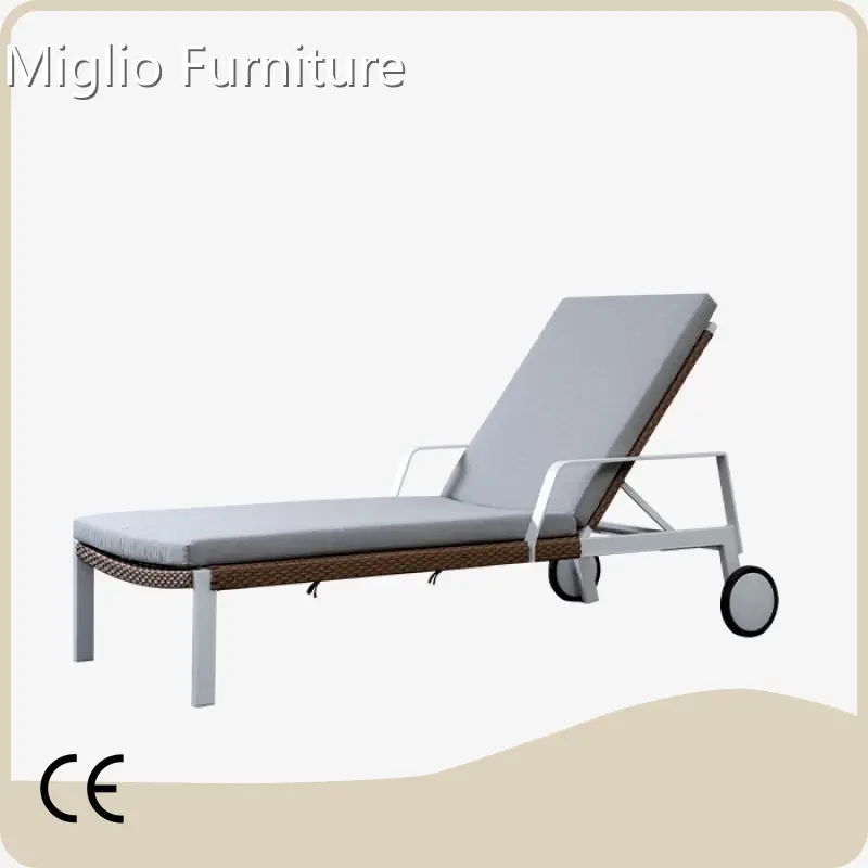 MIGLIO 5792 Lettini da piscina di qualità alberghiera in alluminio/rattan/schiuma ad asciugatura rapida, fabbrica 1