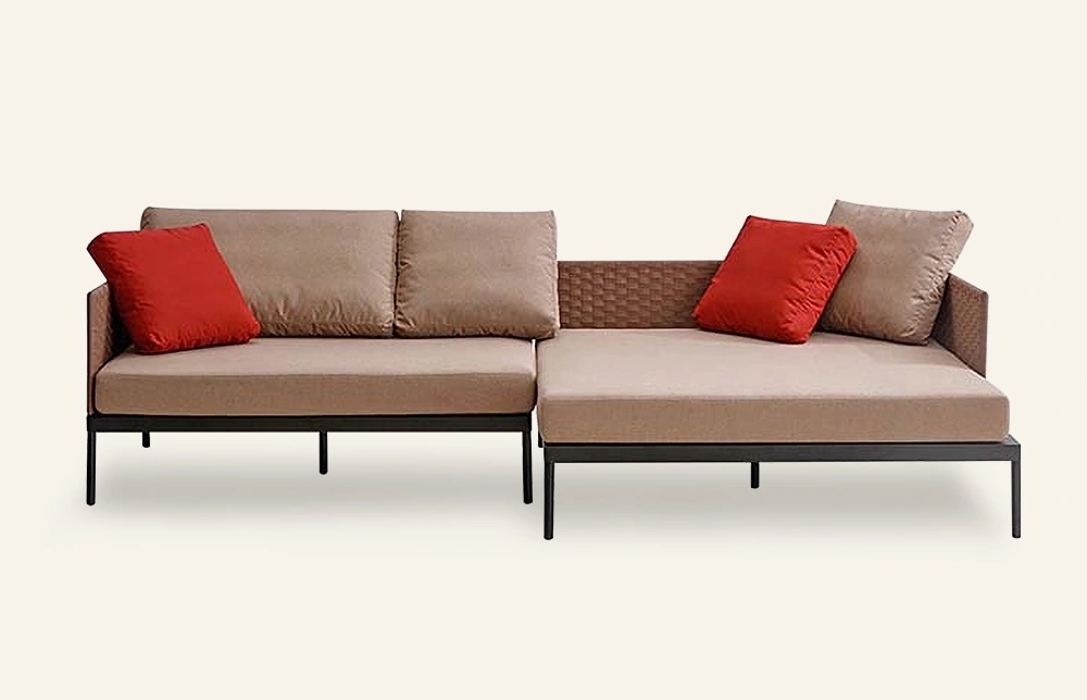 Tulum gestoffeerde patio-hoekbank met metalen onderstel L815 1