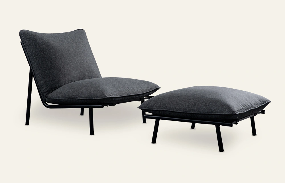 リベラーアウトドアメタルチェーズラウンジチェアフットレストセットHC63 1