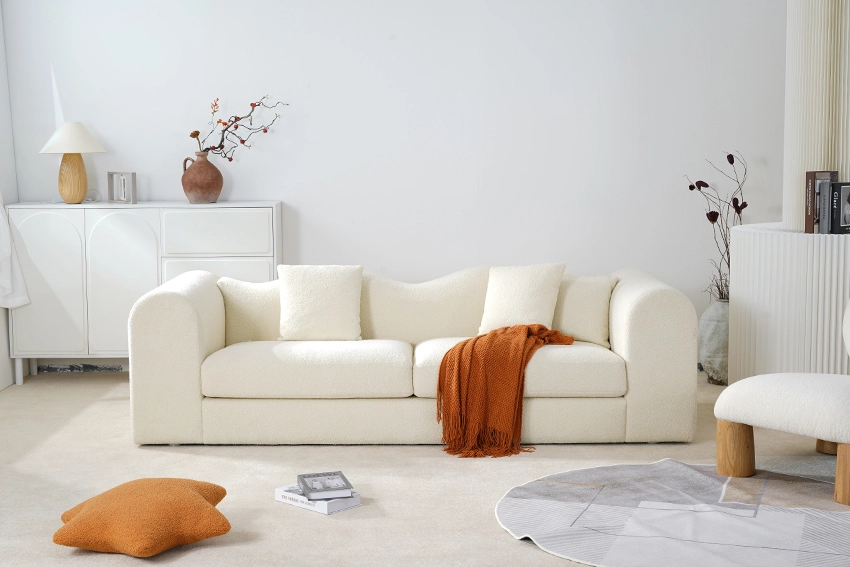 Sofá minimalista tapizado Wave de 3 plazas para salón M001 1