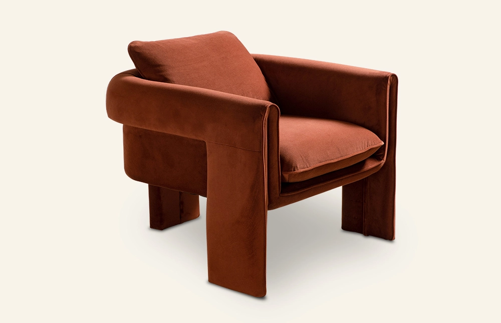 Sillón tapizado de terciopelo Cova para salón M139 1