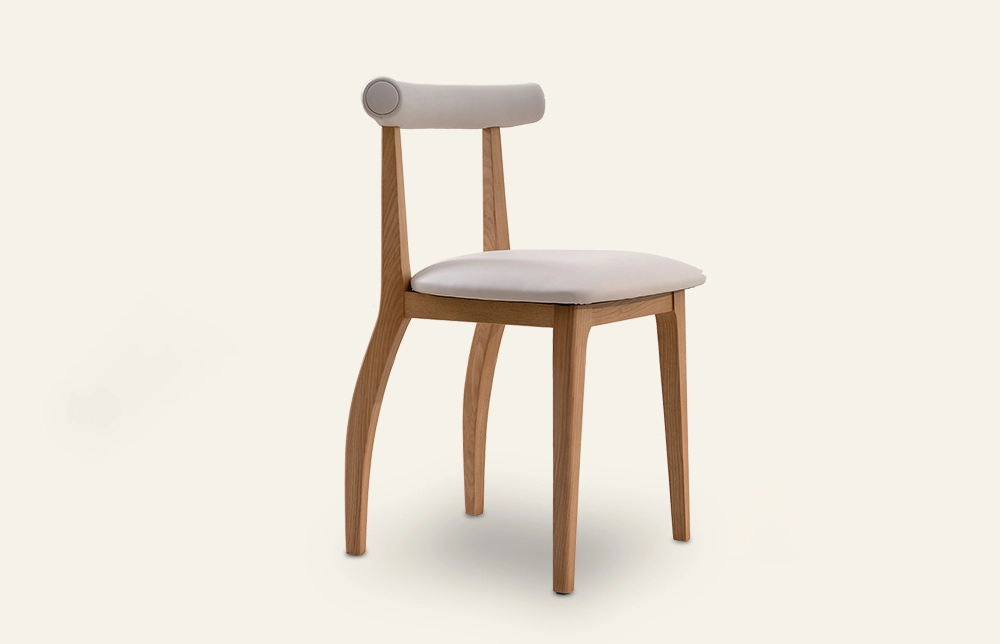 Chaise de salle à manger rembourrée en cuir en bois en bois moderne mon205 1