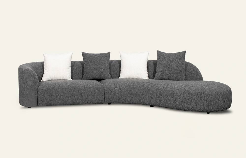 Mobido Modern Grey Upholstered Curved Sectional Sofa M003 1