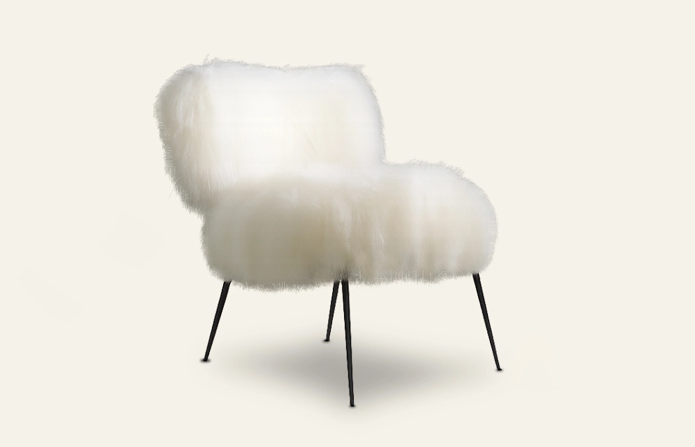 Fauteuil d&#39;appoint en peluche Lana avec pieds en métal MY27 1
