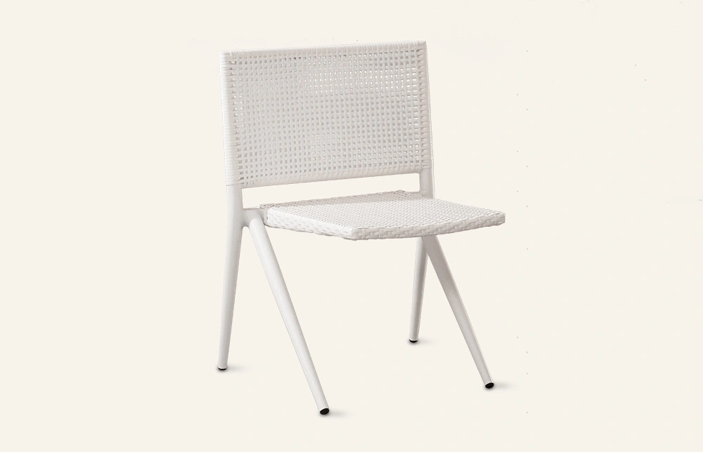 Chaises de salle à manger de patio minimalistes en métal tissé Loom HC26 1