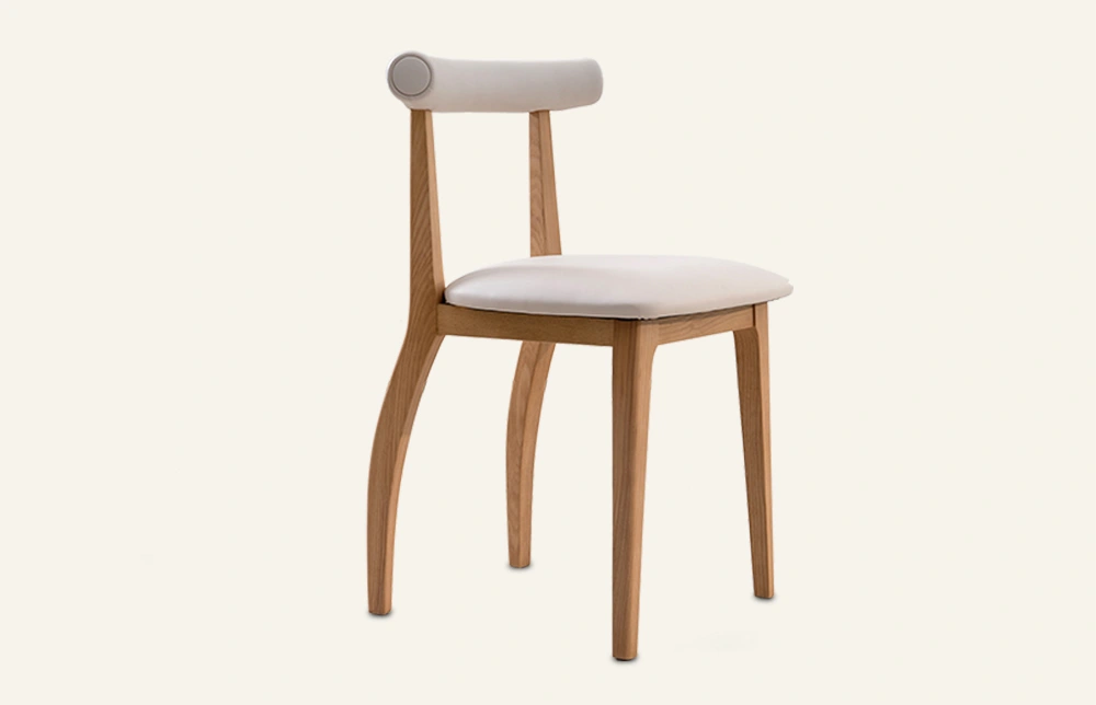 Chaise de salle à manger rembourrée en cuir en bois en bois moderne mon205 1