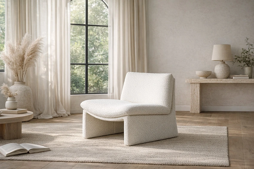 Lilla vita minimalistiska enkla loungefåtöljer för vardagsrum H837 1