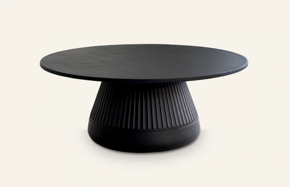 Mesa de centro circular minimalista negra para exteriores Oallos TC1259 1