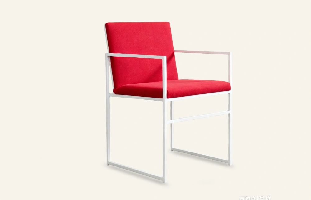 Silla de comedor de exterior minimalista de metal con cojín Thal HC14 1